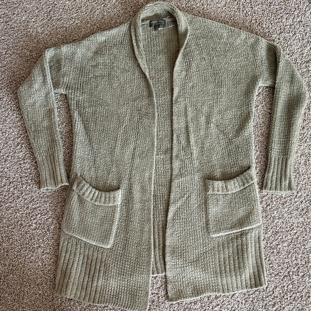 Barefoot Dreams Olive Green Open Cardigan